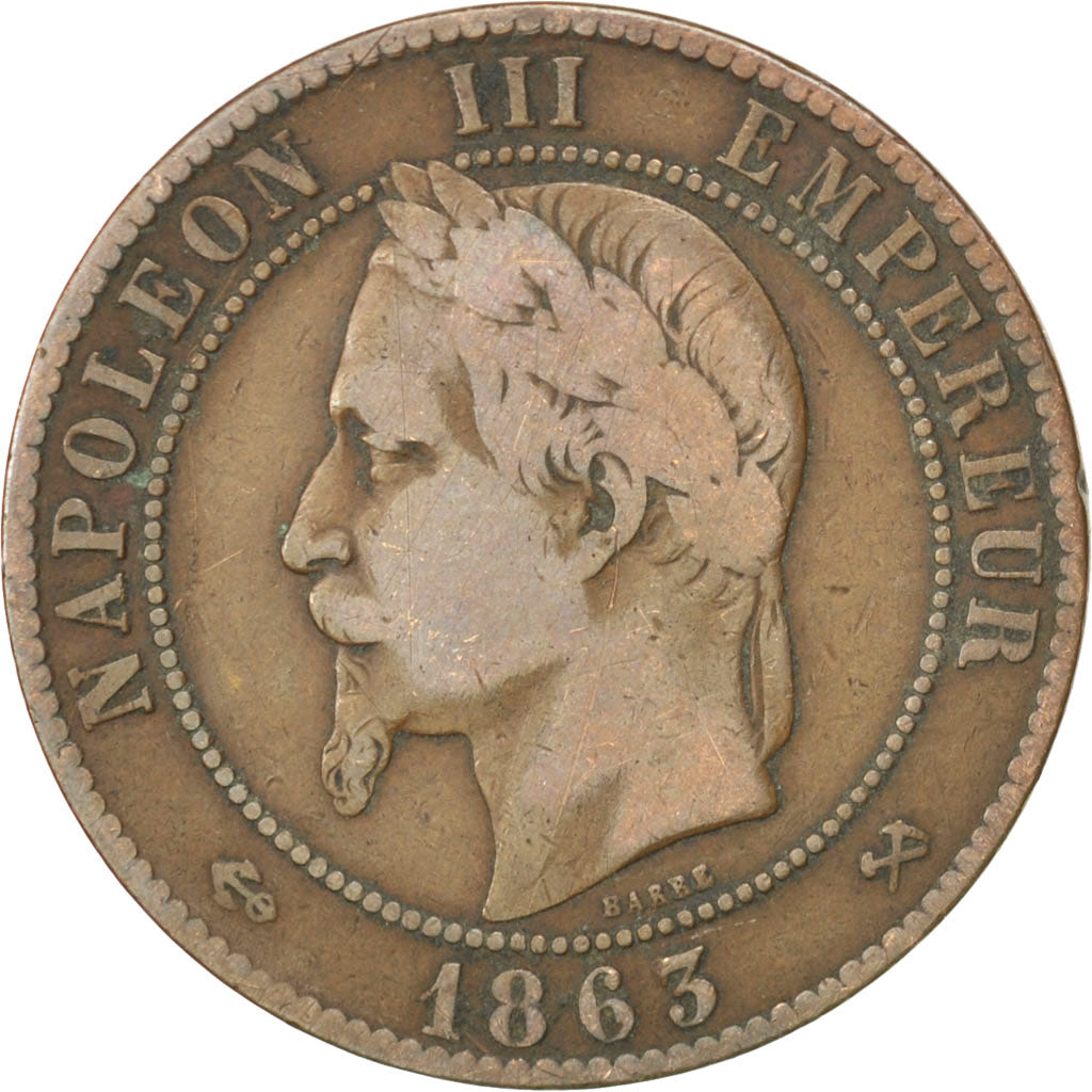 Monnaie, France, Napoleon III, Napoléon III, 10 Centimes, 1863, Bordeaux, TB+