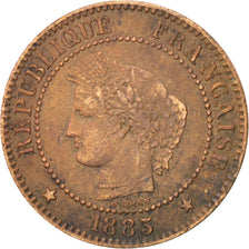 FRANCE, Cérès, 2 Centimes, 1885, Paris, KM #827.1, EF(40-45), Bronze, 20.2, G...
