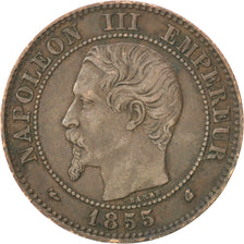 FRANCE, Napoléon III, 2 Centimes, 1855, Bordeaux, KM #776.5, EF(40-45), Bronze, 