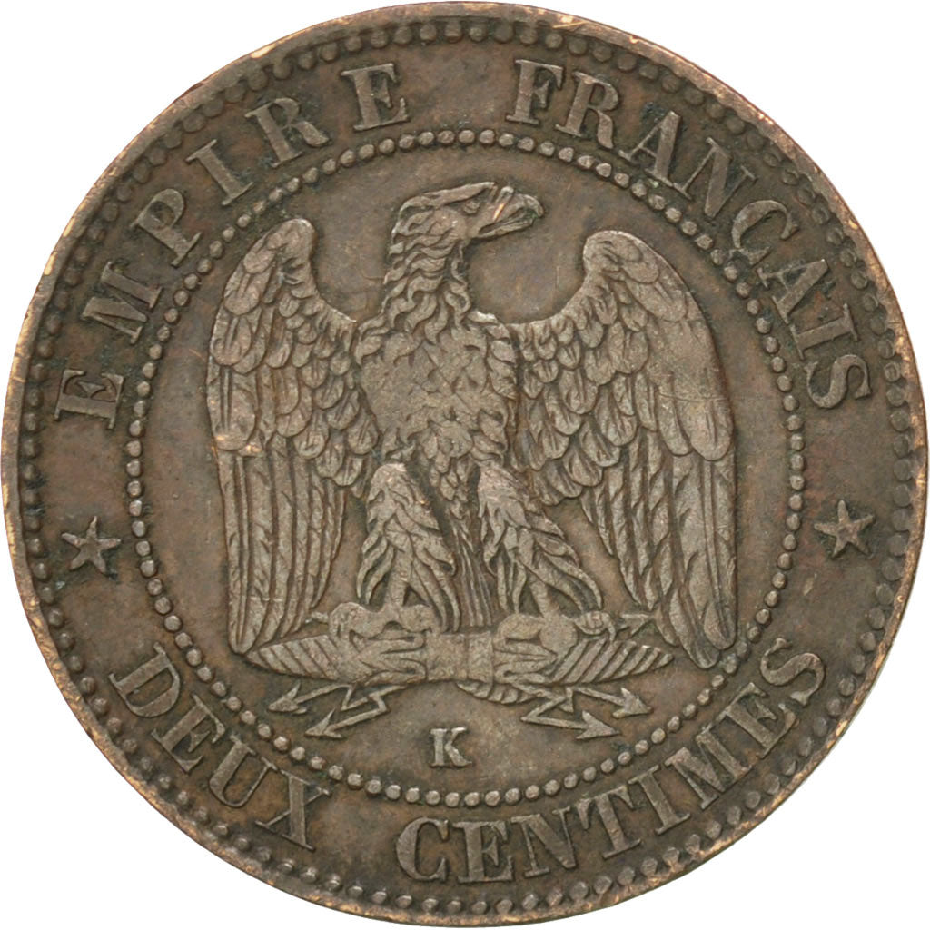 FRANCE, Napoléon III, 2 Centimes, 1855, Bordeaux, KM #776.5, EF(40-45), Bronze, 