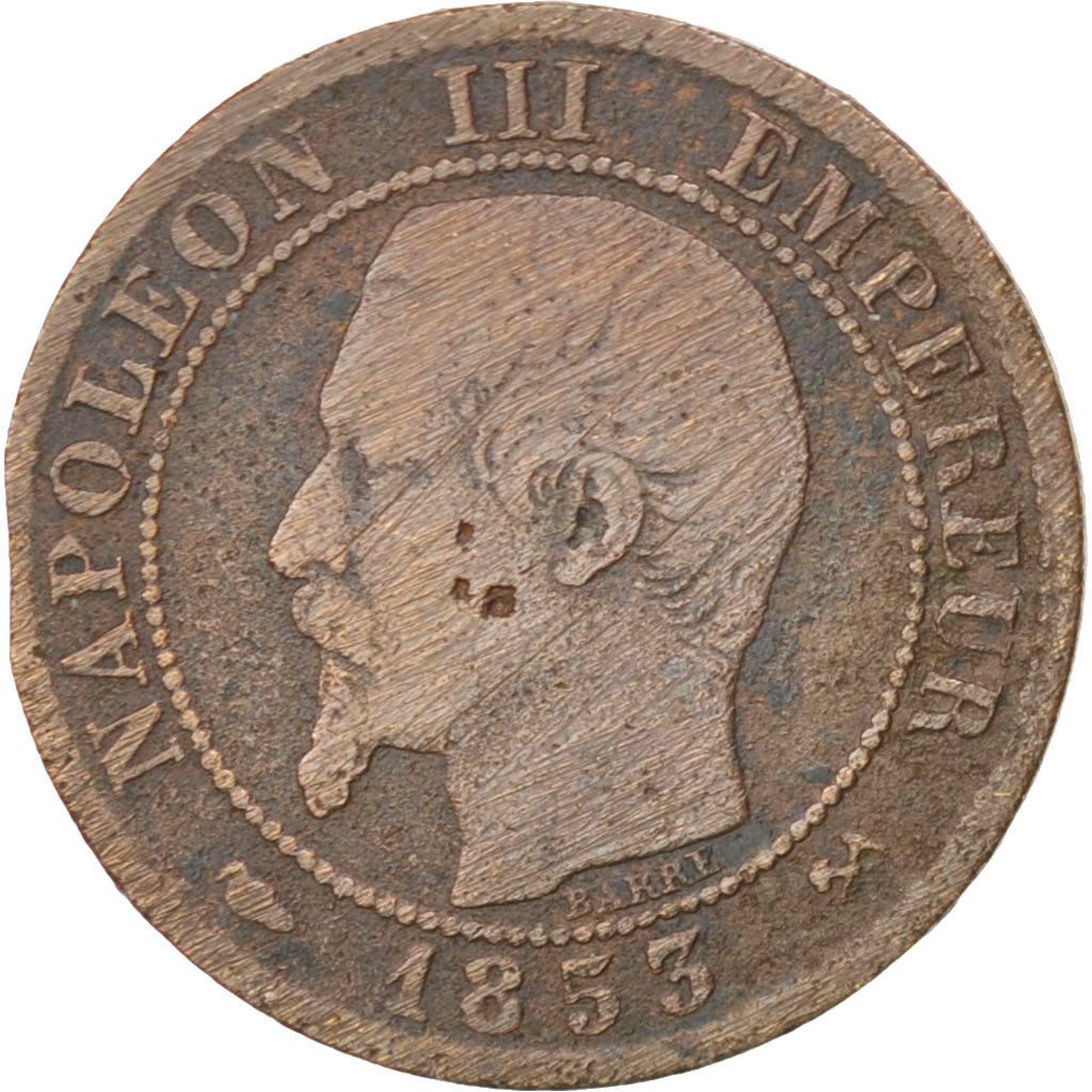 FRANCE, Napoléon III, Centime, 1853, Rouen, KM #775.2, VF(20-25), Bronze, Gadour
