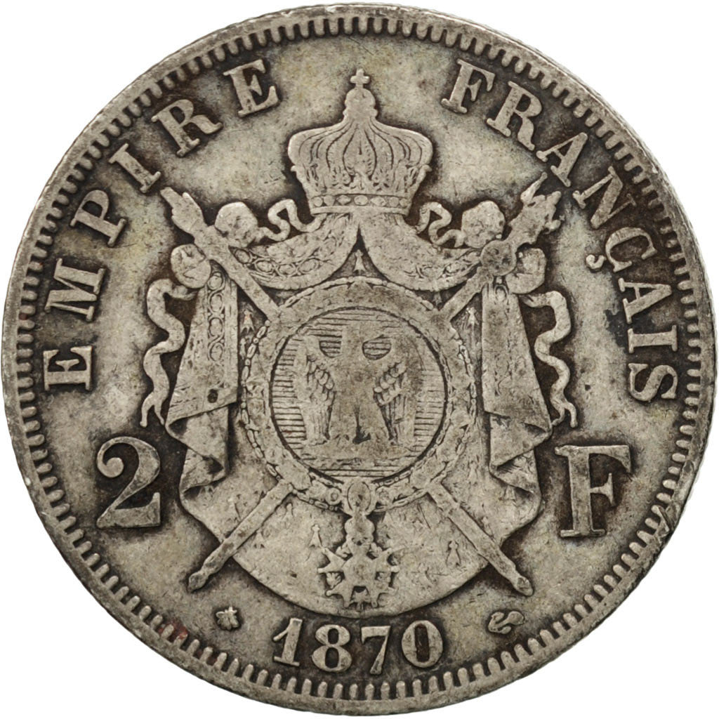 Coin, France, Napoleon III, Napoléon III, 2 Francs, 1870, Paris, VF(30-35)