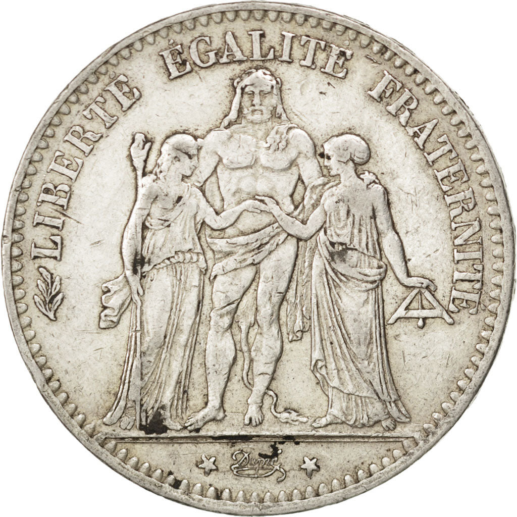 Coin, France, Hercule, 5 Francs, 1877, Bordeaux, EF(40-45), Silver, KM:820.2