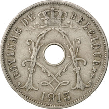 BELGIUM, 25 Centimes, 1913, KM #68.1, EF(40-45), Copper-Nickel, 26, 6.40