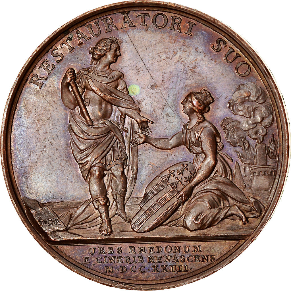 France, Médaille, Louis XV, Rétablissement de la Ville de Rennes, History