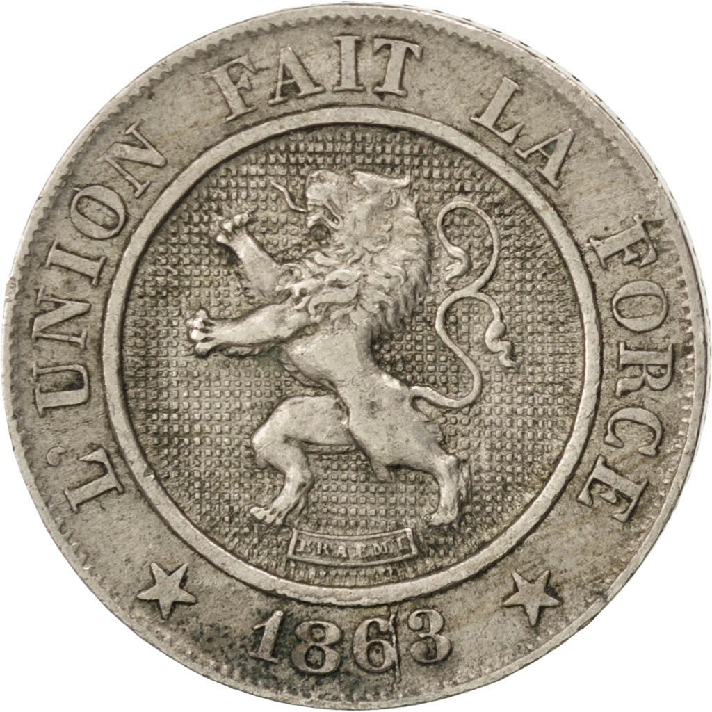 Coin, Belgium, Leopold I, 10 Centimes, 1863, AU(50-53), Copper-nickel, KM:22
