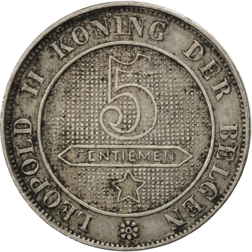 BELGIUM, 5 Centimes, 1895, KM #41, EF(40-45), Copper-Nickel, 3.03