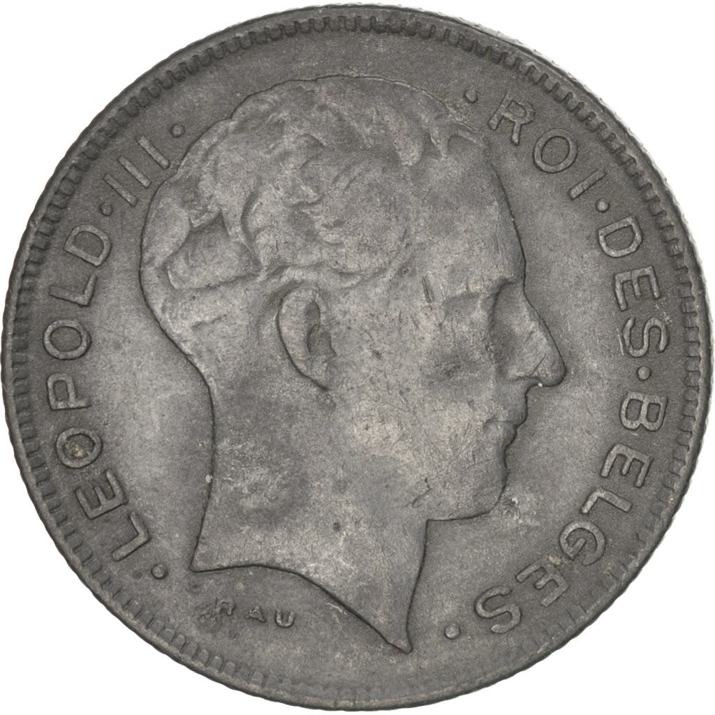 BELGIUM, 5 Francs, 5 Frank, 1945, KM #129.1, EF(40-45), Zinc, 25, 5.79