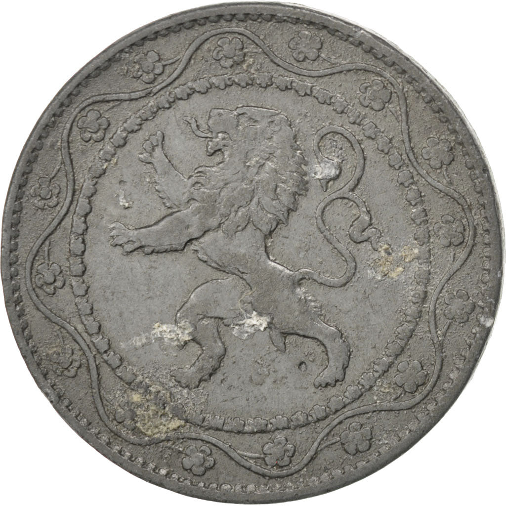 BELGIUM, 25 Centimes, 1916, KM #82, EF(40-45), Zinc, 26, 6.46