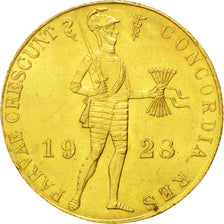 Netherlands, Ducat, 1928, Utrecht, KM #83.1a, AU(55-58), Gold, 3.50