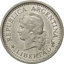 ARGENTINA, Peso, 1959, KM #57, AU(50-53), Nickel Clad Steel, 25.5, 6.49