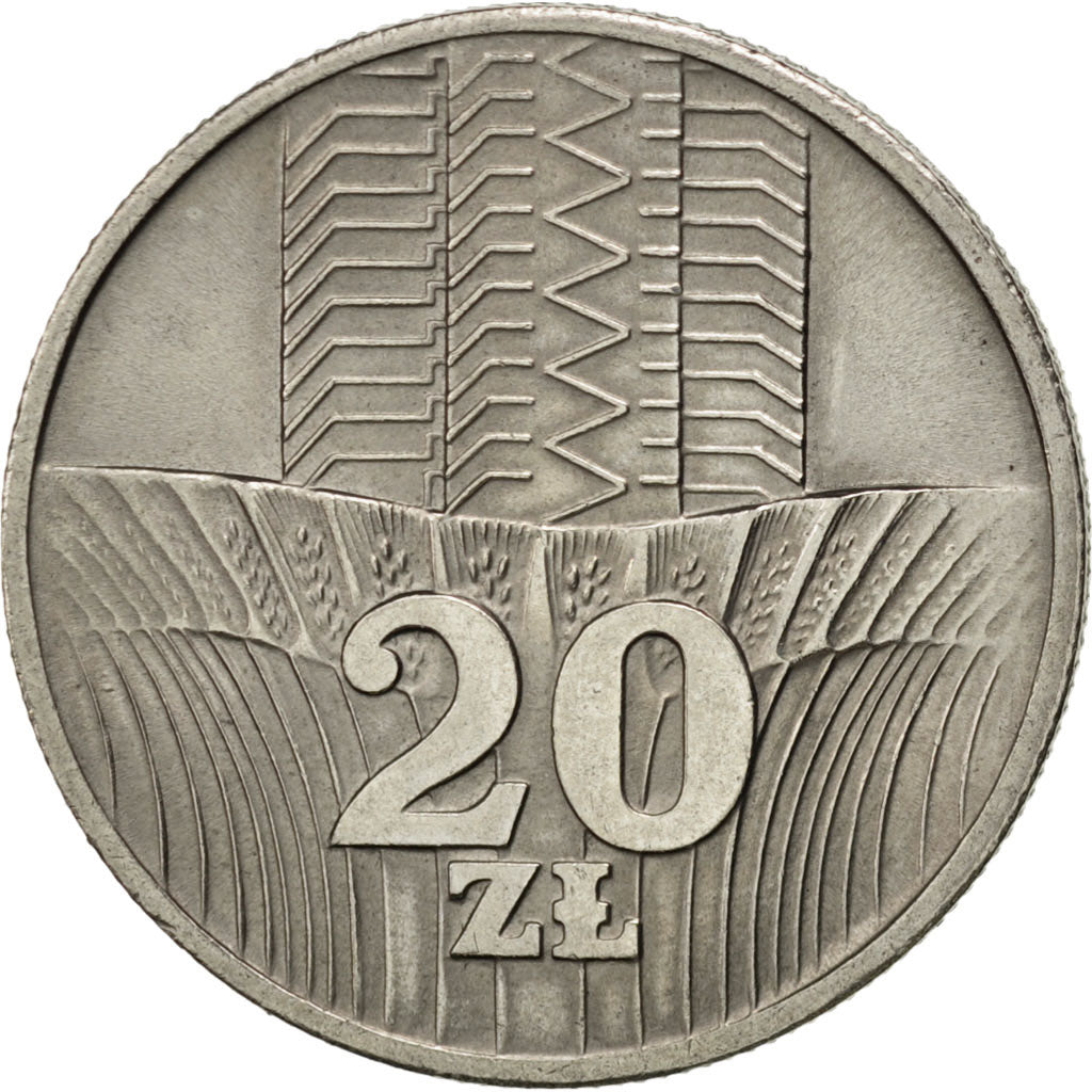 POLAND, 20 Zlotych, 1976, KM #67, AU(55-58), Copper-Nickel, 29, 10.11
