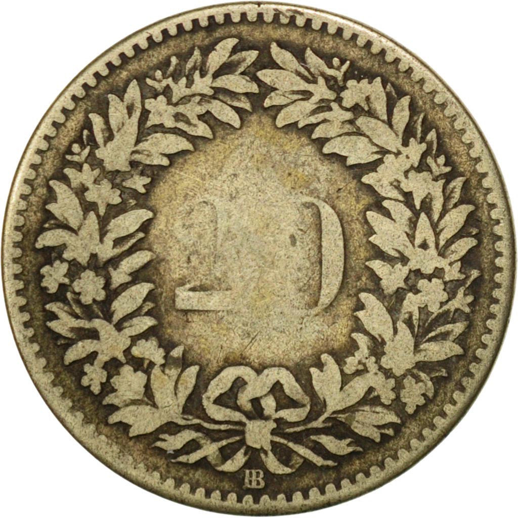 Coin, Switzerland, 20 Rappen, 1850, Strasbourg, VF(20-25), Billon, KM:7