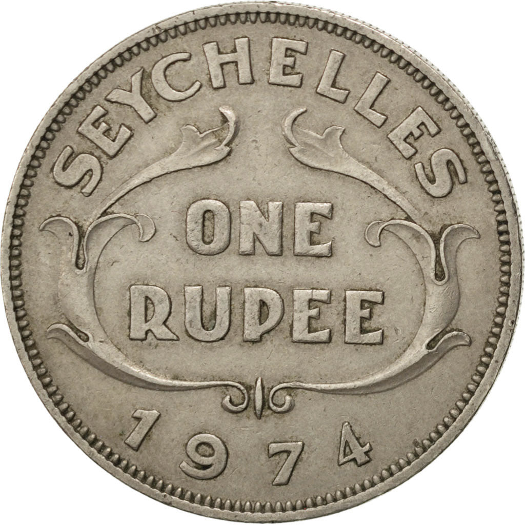 SEYCHELLES, Rupee, 1974, KM #13, EF(40-45), Copper-Nickel, 30, 11.83