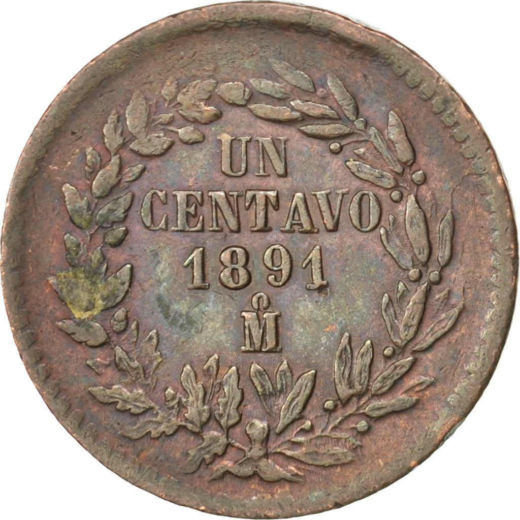 Moneda, México, Centavo, 1891, Mexico City, MBC, Cobre, KM:391.6
