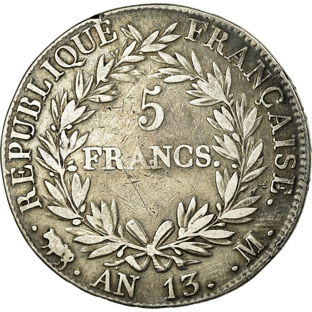 Coin, France, Napoléon I, 5 Francs, 1804, Toulouse, VF(20-25), Silver
