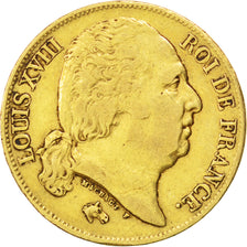 FRANCE, Louis XVIII, 20 Francs, 1817, Paris, KM #712.1, VF(30-35), Gold,...