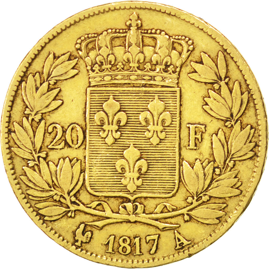 FRANCE, Louis XVIII, 20 Francs, 1817, Paris, KM #712.1, VF(30-35), Gold,...