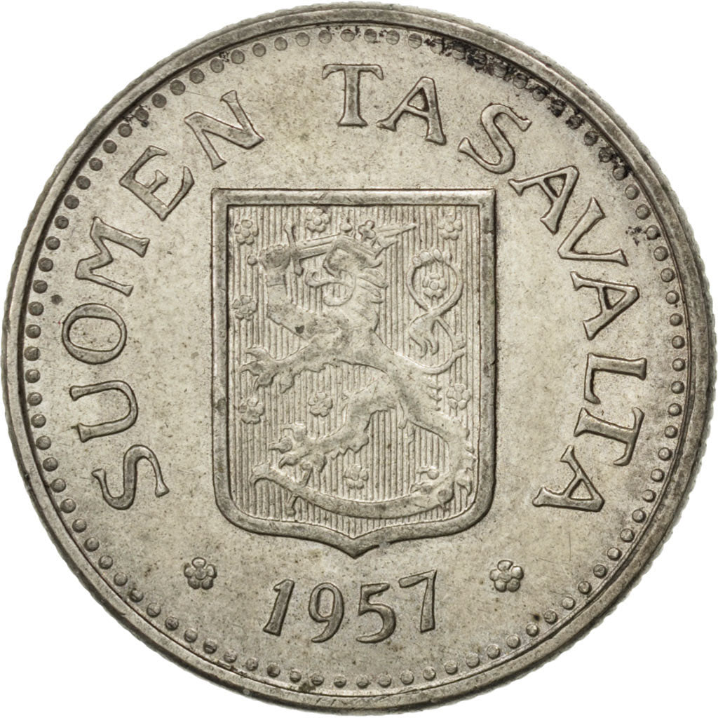 FINLAND, 100 Markkaa, 1957, KM #41, AU(55-58), Silver, 24, 5.14