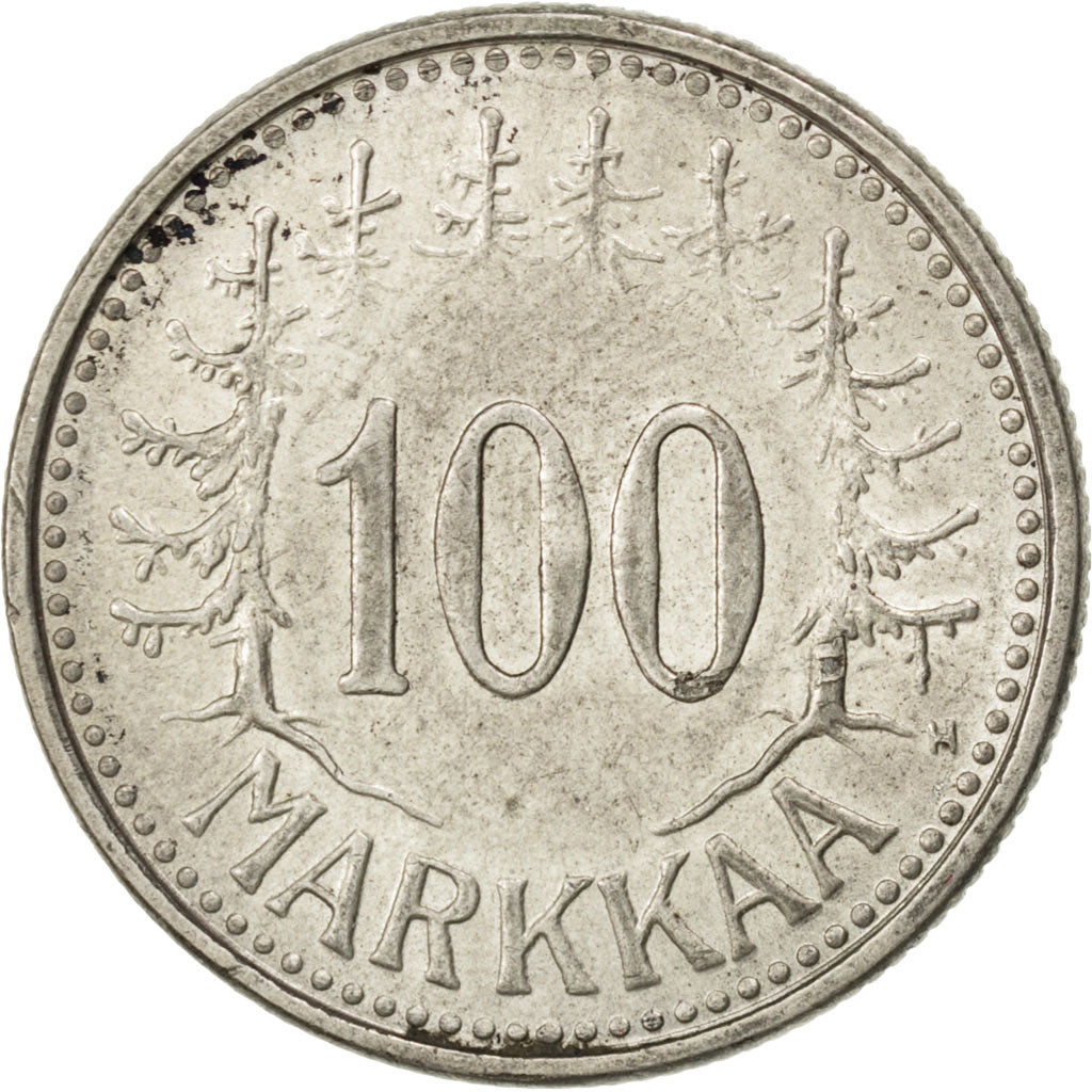FINLAND, 100 Markkaa, 1957, KM #41, AU(55-58), Silver, 24, 5.14