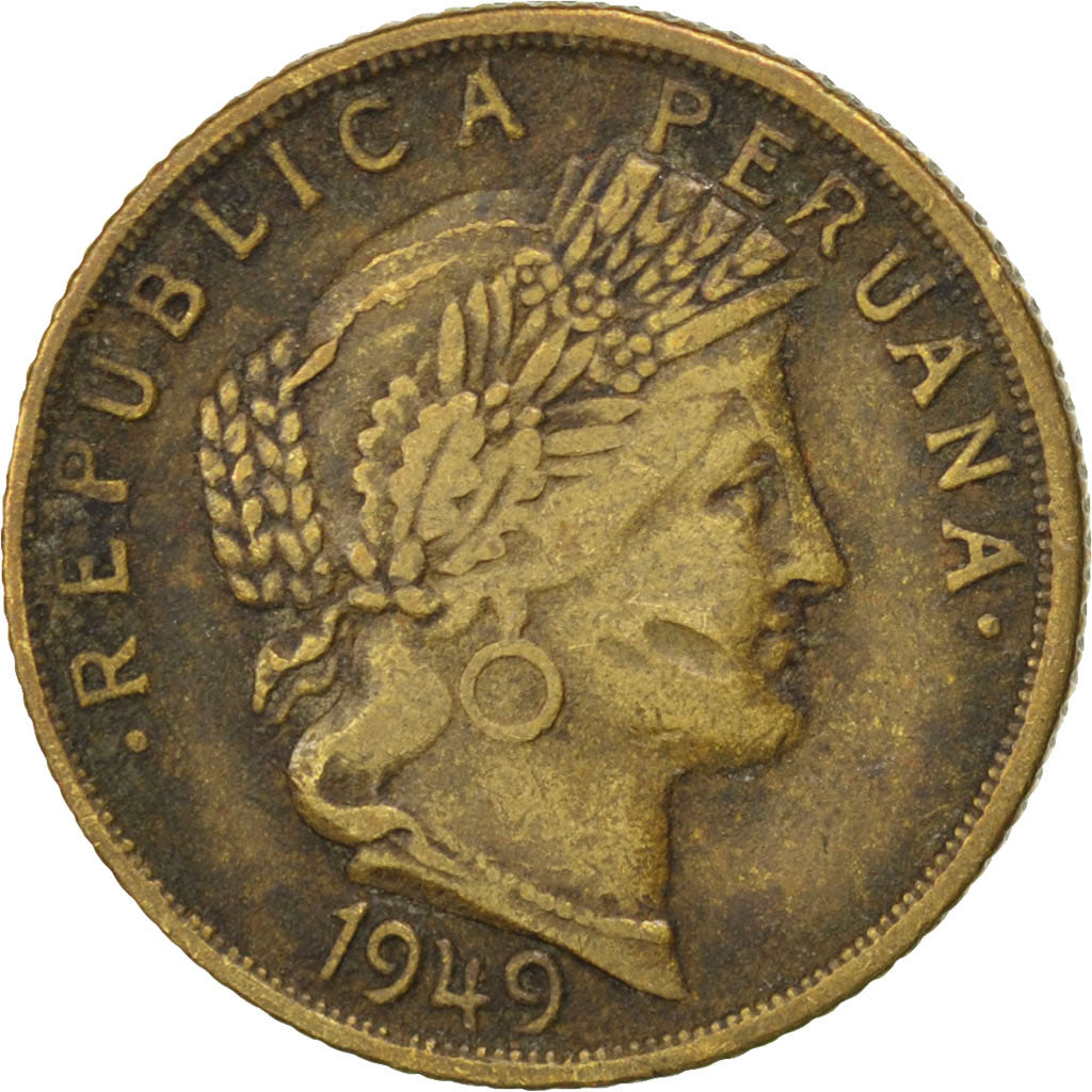 Perù, 10 Centavos, 1949, BB, Ottone, KM:226.2
