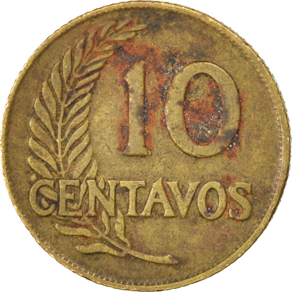 Perù, 10 Centavos, 1949, BB, Ottone, KM:226.2