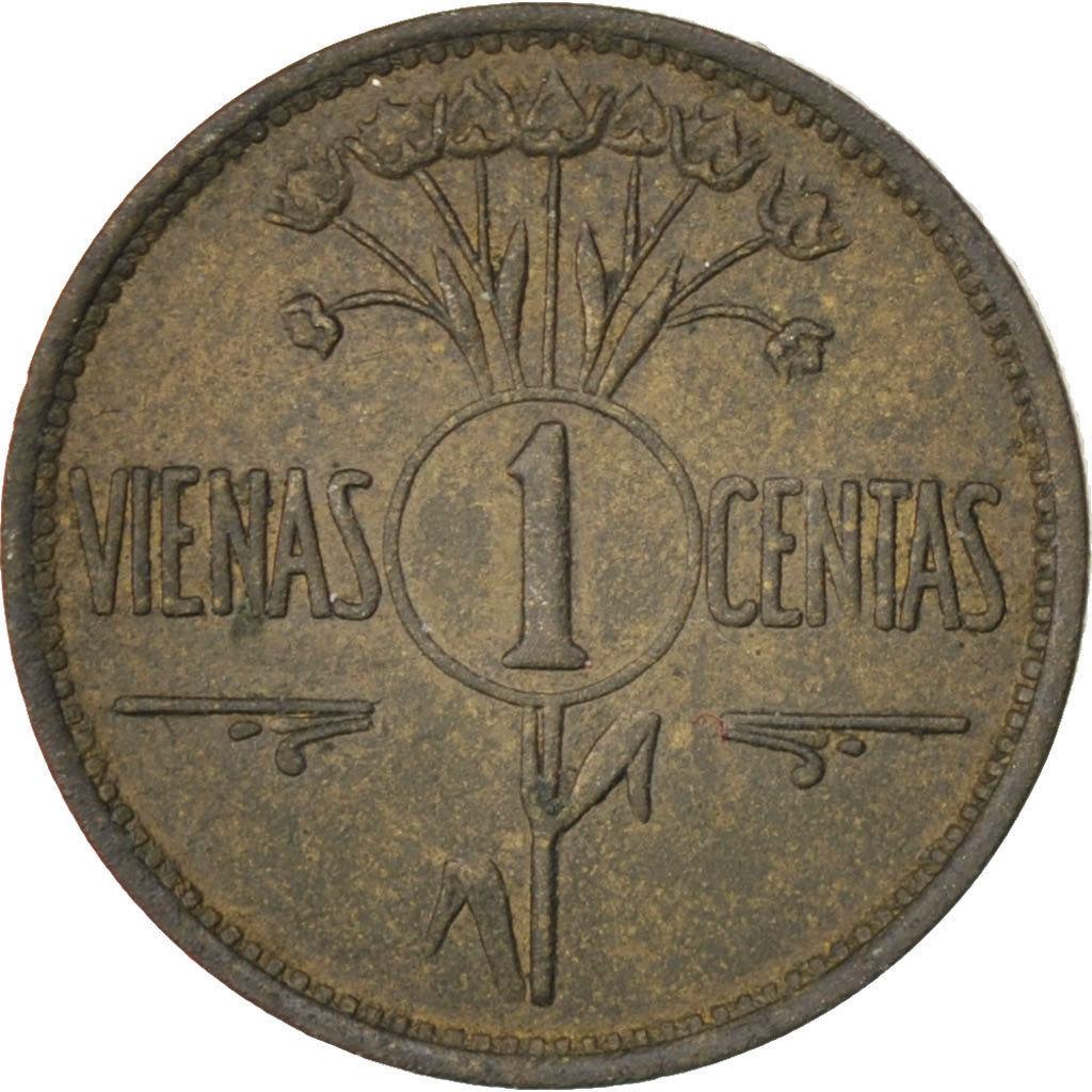 LITHUANIA, Centas, 1925, King's Norton, KM #71, EF(40-45), Aluminum-Bronze, 16,.