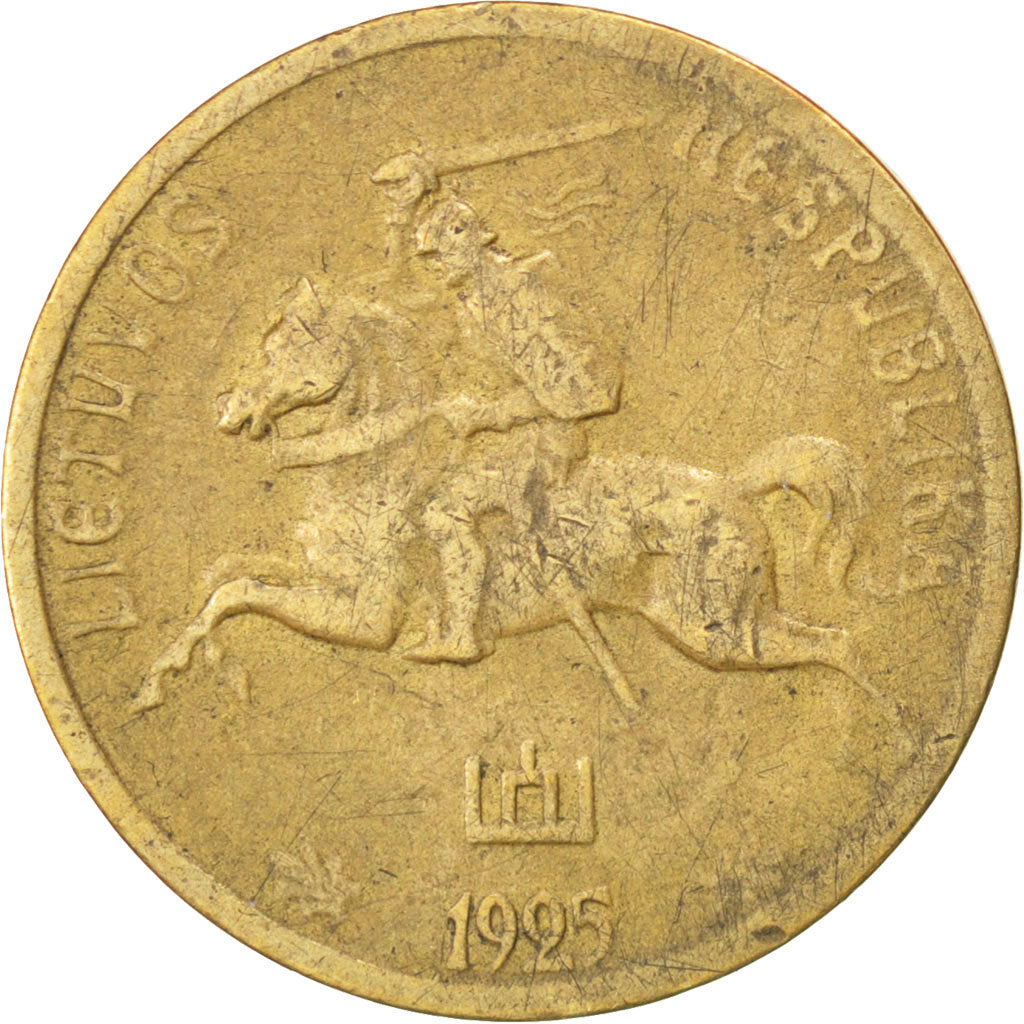 LITHUANIA, 10 Centu, 1925, King's Norton, KM #73, VF(30-35), Aluminum-Bronze,...