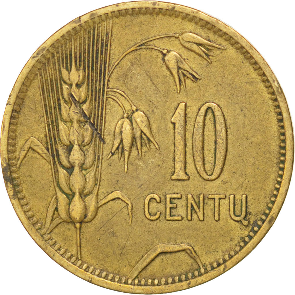 LITHUANIA, 10 Centu, 1925, King's Norton, KM #73, VF(30-35), Aluminum-Bronze,...