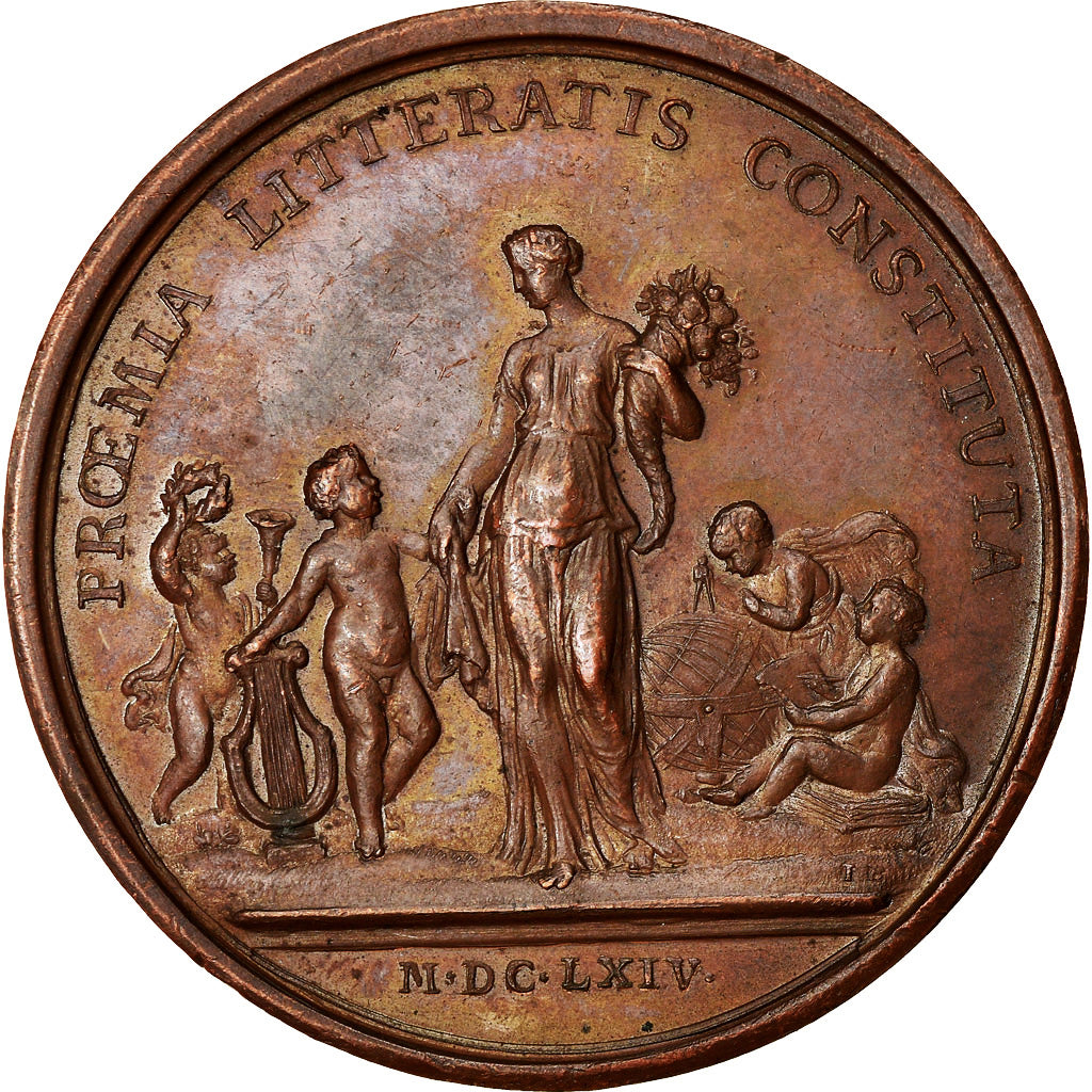 France, Medal, Louis XIV, Proemia Litteratis Constitua, History, 1664, Mauger
