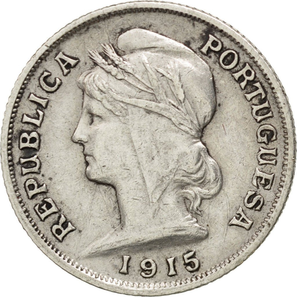 PORTUGAL, 10 Centavos, 1915, KM #563, EF(40-45), Silver, 2.55
