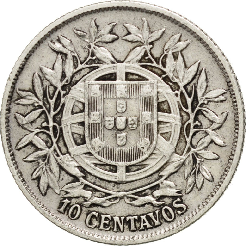 PORTUGAL, 10 Centavos, 1915, KM #563, EF(40-45), Silver, 2.55