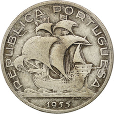 Coin, Portugal, 10 Escudos, 1955, EF(40-45), Silver, KM:586