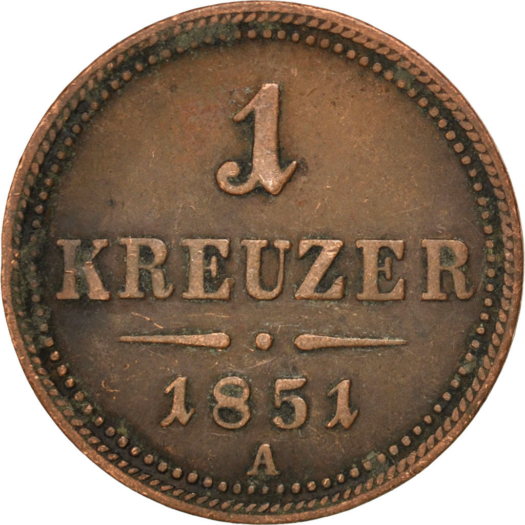 AUSTRIA, Kreuzer, 1851, Vienne, KM #2185, EF(40-45), Copper, 5.66