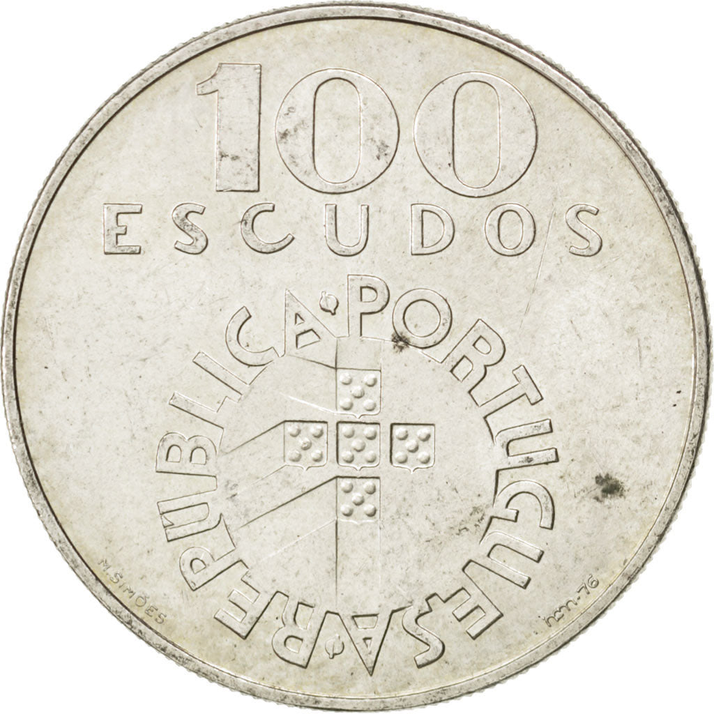 Coin, Portugal, 100 Escudos, 1976, AU(55-58), Silver, KM:603