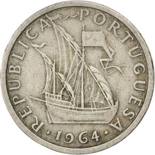 PORTUGAL, 5 Escudos, 1964, KM #591, EF(40-45), Copper-Nickel, 24.5, 6.89