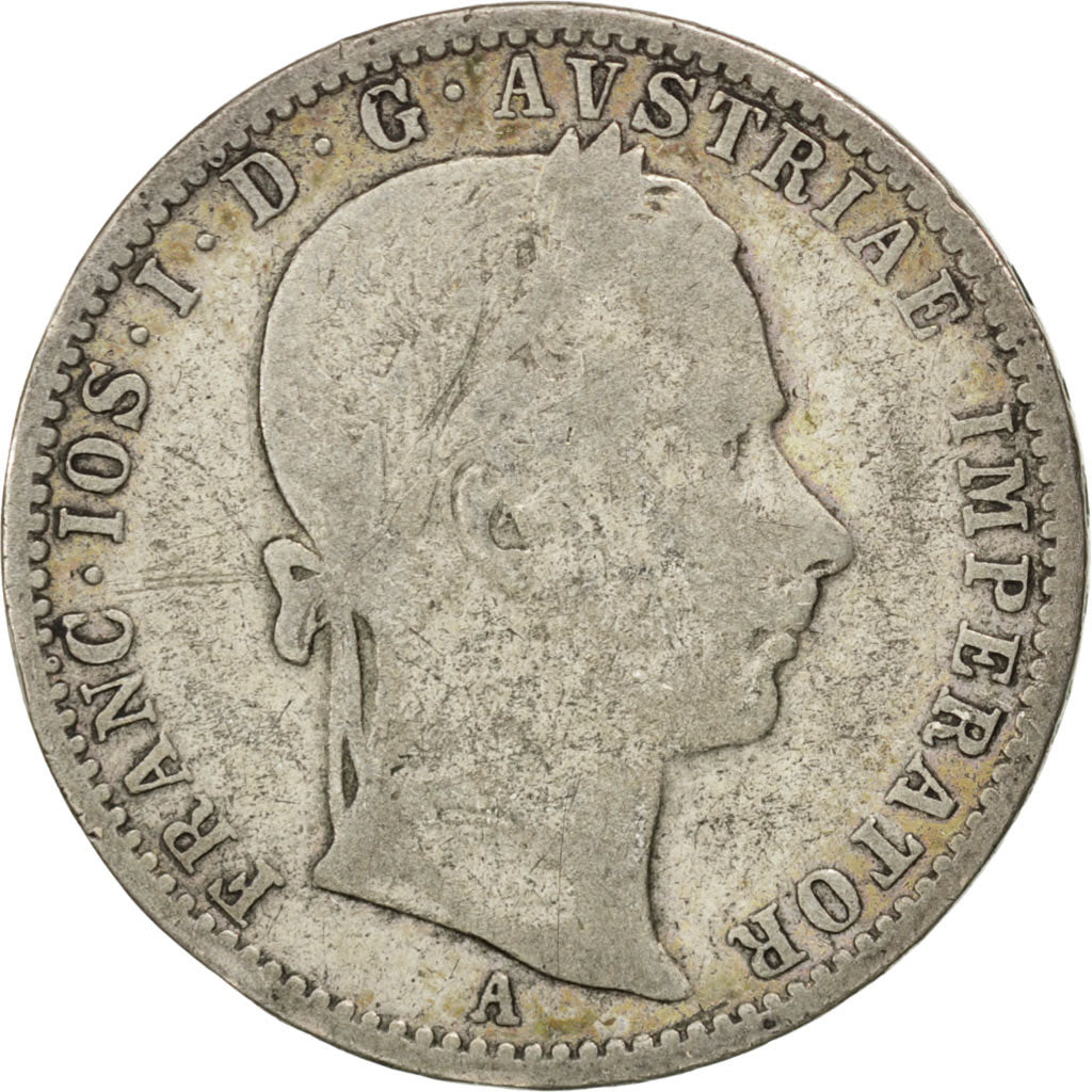 AUSTRIA, 1/4 Florin, 1859, Vienne, KM #2214, VF(20-25), Silver, 5.17