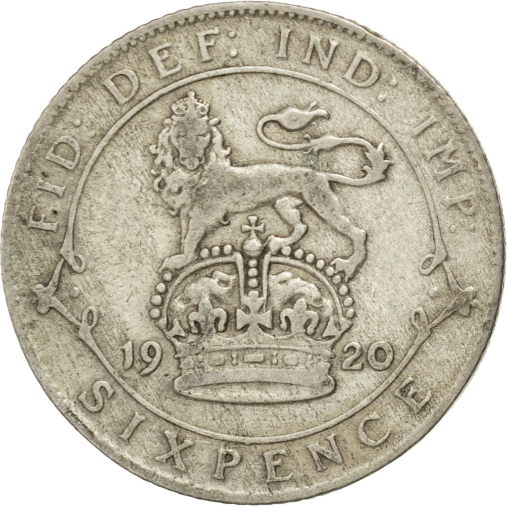 GREAT BRITAIN, 6 Pence, 1920, KM #815a.1, VF(20-25), Silver, 19.5, 2.73