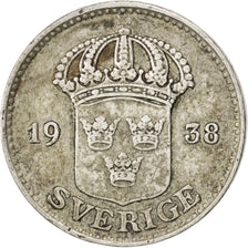 Coin, Sweden, Gustaf V, 25 Öre, 1938, EF(40-45), Silver, KM:785