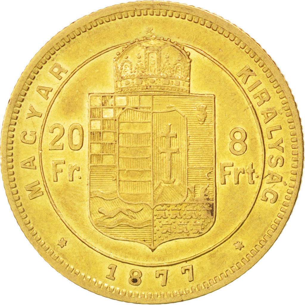 Coin, Hungary, Franz Joseph I, 8 Forint 20 Francs, 1877, Kremnitz, EF(40-45)