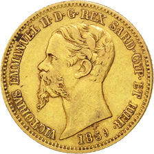 ITALIAN STATES, 20 Lire, 1859, Genoa, KM #146.2, EF(40-45), Gold, 21, 6.45
