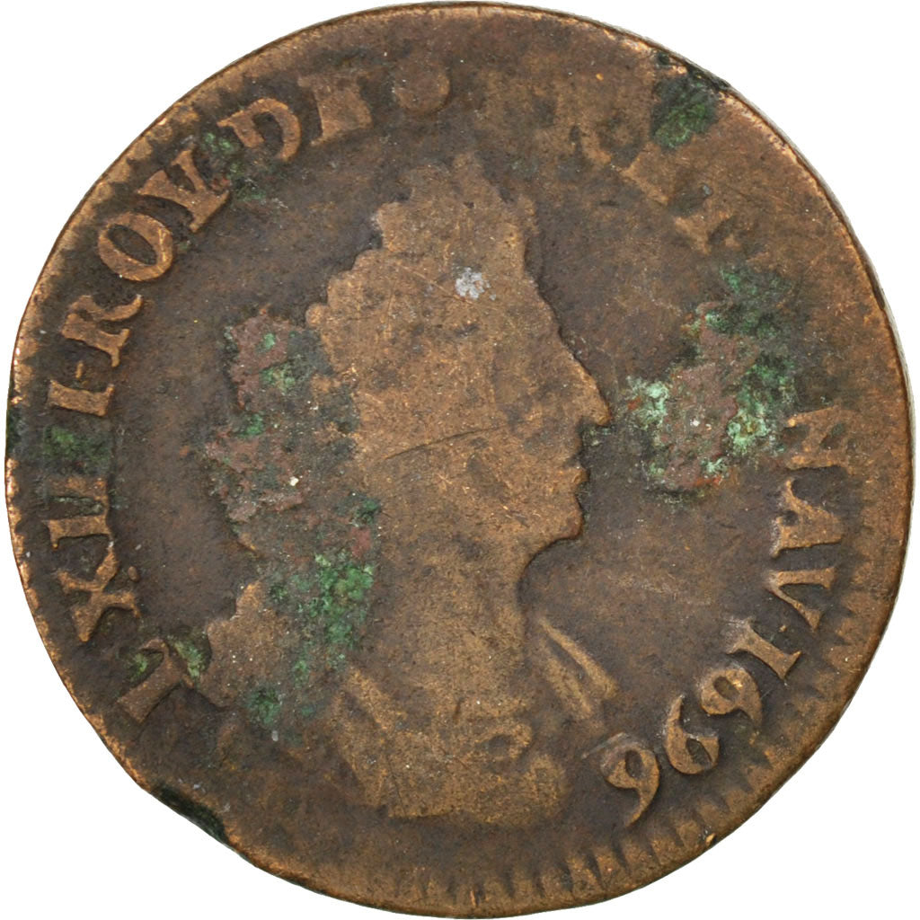 FRANCE, Liard de France au buste âgé, troisième type, Liard, 1696, Lille, KM #28