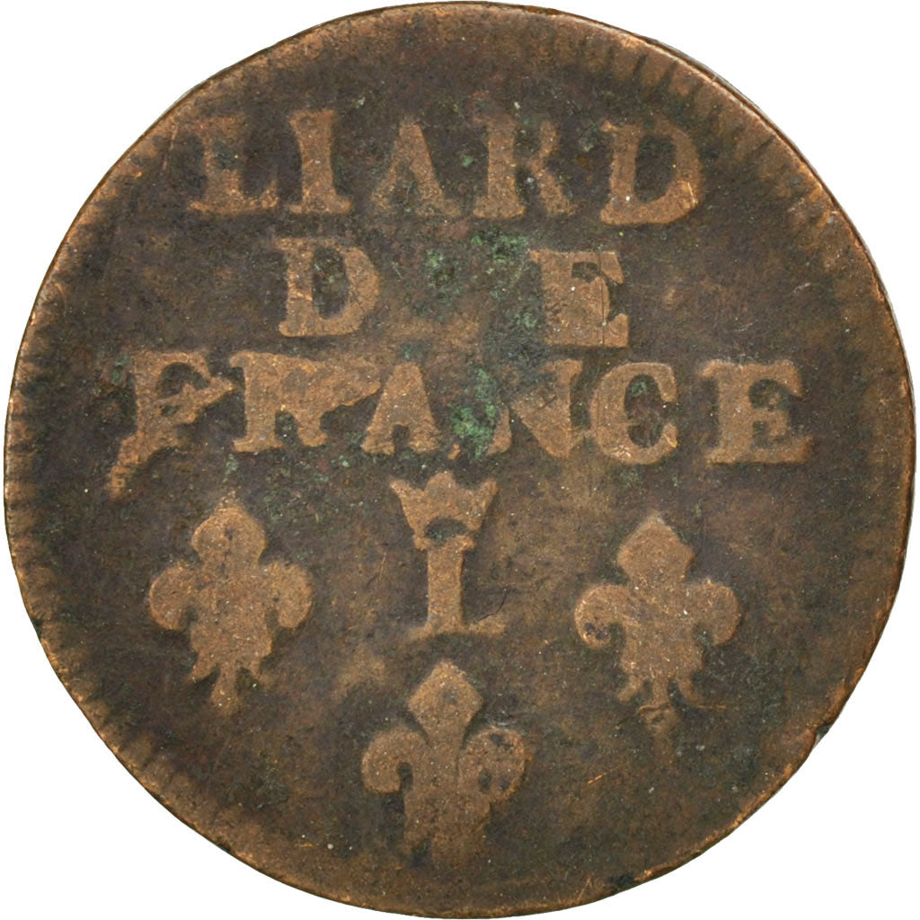 FRANCE, Liard de France au buste âgé, troisième type, Liard, 1696, Lille, KM #28