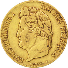 FRANCE, Louis-Philippe, 20 Francs, 1840, Paris, KM #750.1, VF(30-35), Gold,...