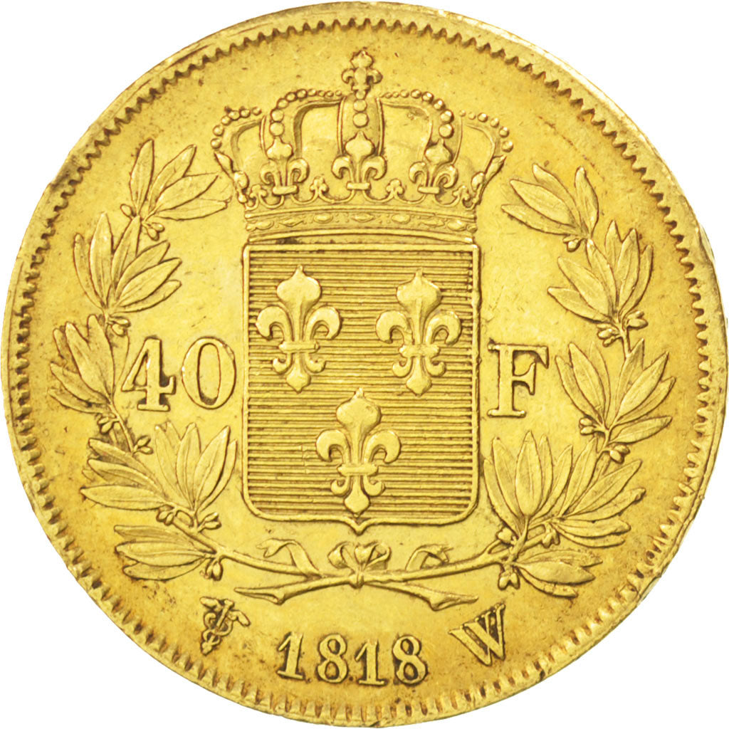 Louis XVIII, 40 Francs or 1818 Lille, KM 713.6