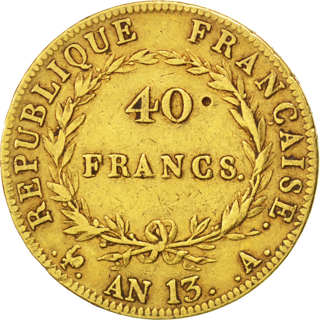 FRANCE, Napoléon I, 40 Francs, 1804, Paris, KM #664.1, EF(40-45), Gold, Gadoury 