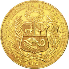 PERU, 100 Soles, 1959, Lima, KM #231, AU(50-53), Gold, 46.66