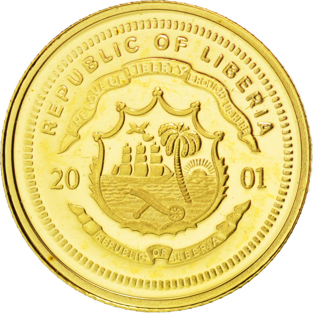 Moneta, Liberia, 25 Dollars, 2001, FDC, Oro