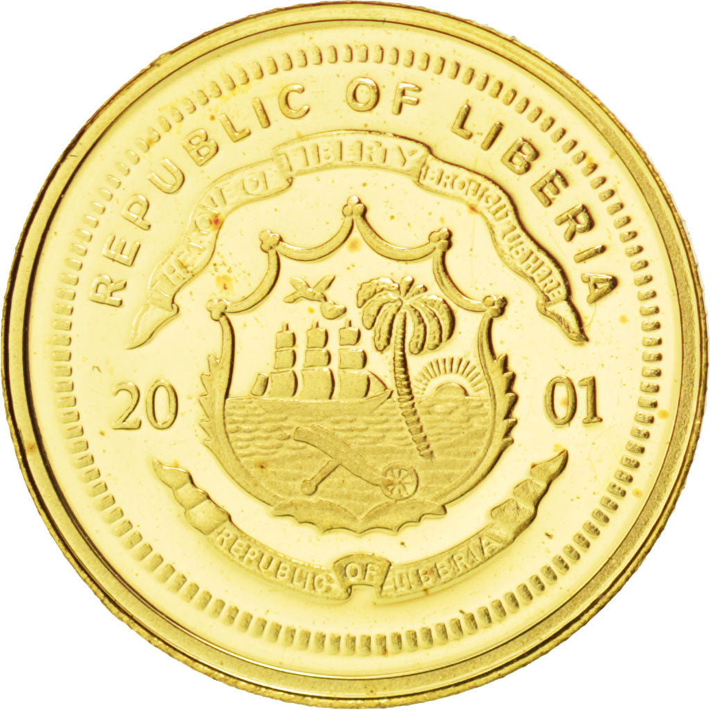 Moneta, Liberia, 25 Dollars, 2001, FDC, Oro