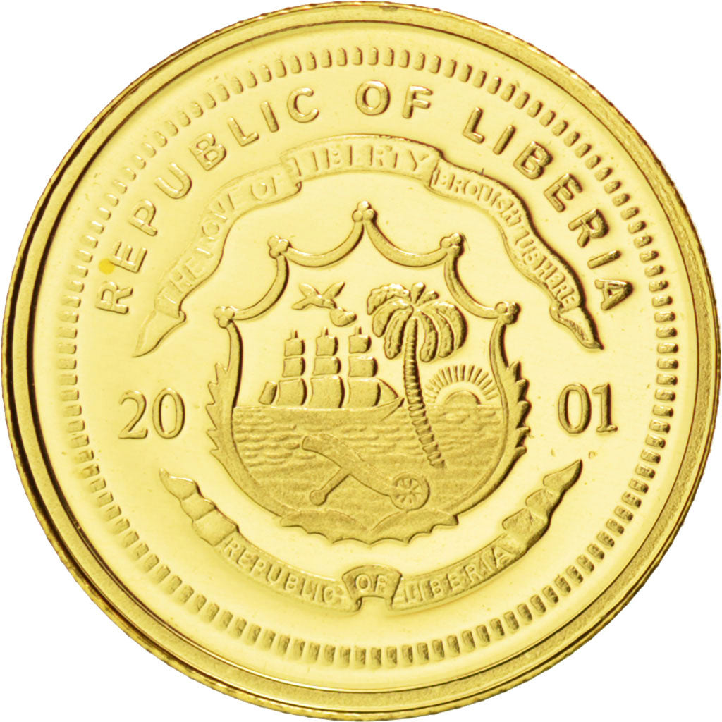 Moneta, Liberia, 25 Dollars, 2001, FDC, Oro